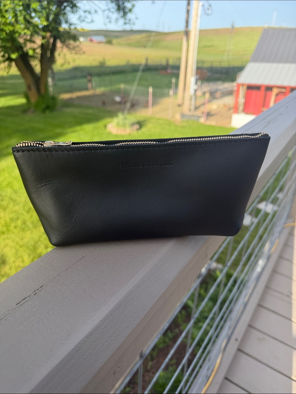 Portland Leather Zip Utility Pouch - Smooth Black